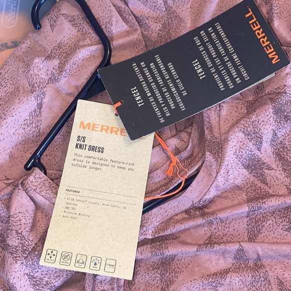 Merrell Knit casual midi dress Burlwood Prism print with pockets - Picture 8 of 10